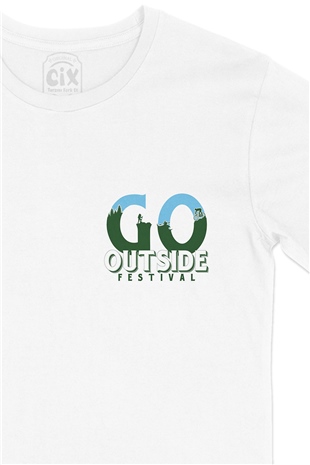 Outside Festival Cep Logo Tasarımlı Beyaz Tişört