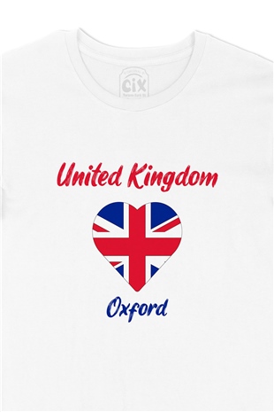 Oxford İngiltere Bayraklı Kalpli Tişört