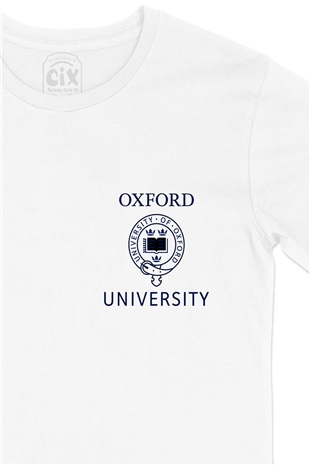 Oxford University Cep Logo Tasarımlı Beyaz Tişört