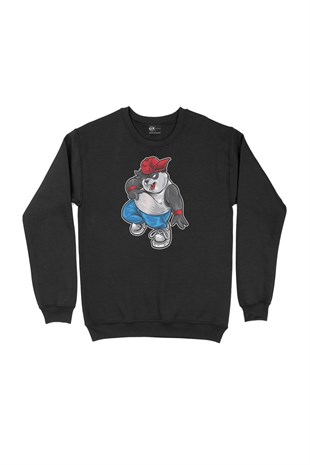 Oynayan Panda Siyah Sweatshirt