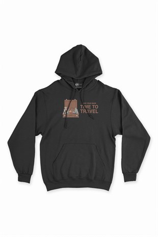 Pack Your Bags Siyah Kapşonlu Sweatshirt Hoodie