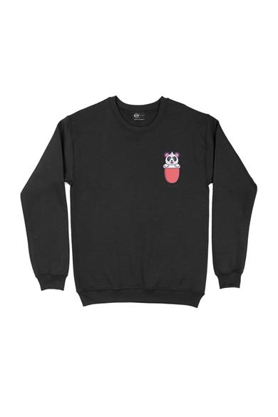 Pandalı Cep Tasarım Baskılı Sweatshirt
