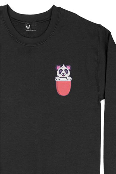 Pandalı Cep Tasarım Baskılı Sweatshirt