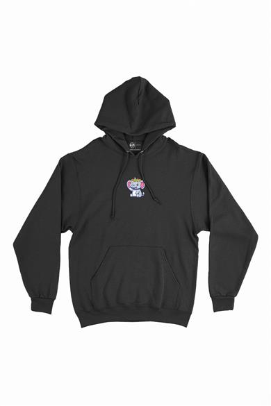 Papatyalı Fil Minimal Kapşonlu Sweatshirt Hoodie