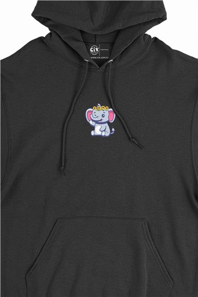 Papatyalı Fil Minimal Kapşonlu Sweatshirt Hoodie