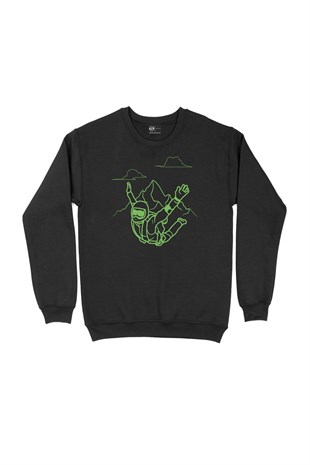Paraşütçü Siyah Sweatshirt