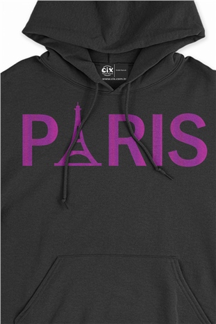 Paris Eyfel Siyah Sweatshirt Hoodie