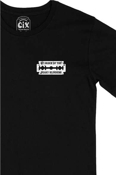 Peaky Blinders Cep Logo Tasarımlı Siyah Tişört
