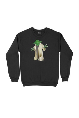 Pelerinli Yoda Star Wars Siyah Sweatshirt