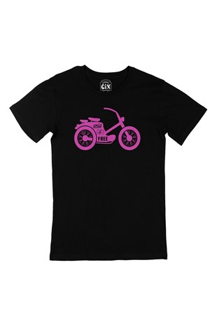 Pembe Bisiklet Siyah Tişört