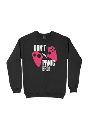 Pembe Dont Panic Bro Siyah Sweatshirt