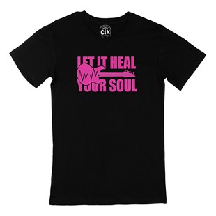Pembe Let It Heal Your Soul Siyah Tişört