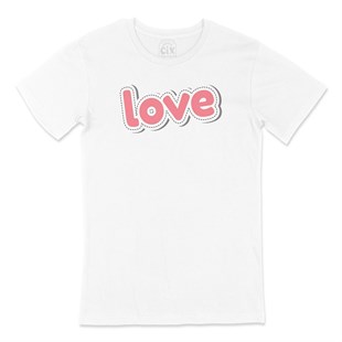 Pembe Love Yazılı Tişört