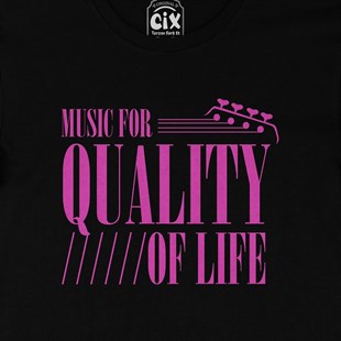 Pembe Music For Quality OF Life Siyah Tişört