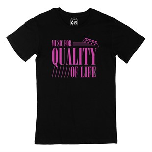 Pembe Music For Quality OF Life Siyah Tişört