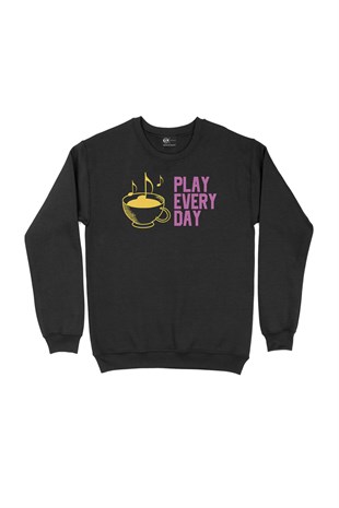 Pembe Play Every Day Siyah Sweatshirt