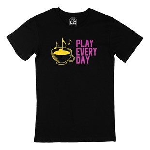 Pembe Play Every Day Siyah Tişört