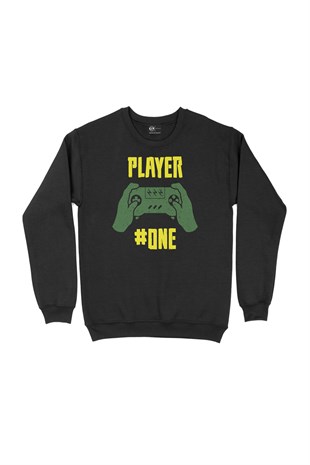 Pembe Player One  Siyah Sweatshirt