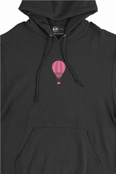 Pembe Uçan Balon Minimal Kapşonlu Sweatshirt Hoodie