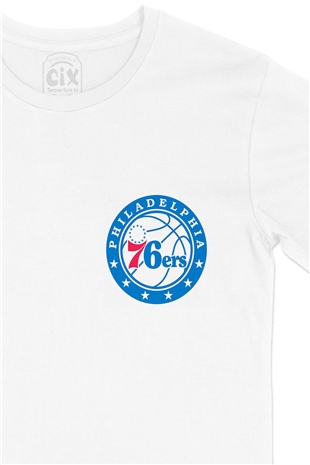 Philidephia 76ers Cep Logo Tasarımlı Beyaz Tişört