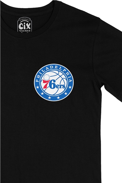 Philidephia 76ers Cep Logo Tasarımlı Siyah Tişört