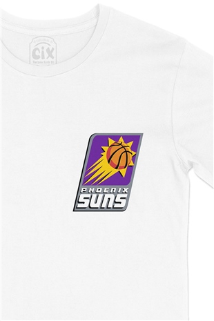 Phoenix Suns Cep Logo Tasarımlı Beyaz Tişört