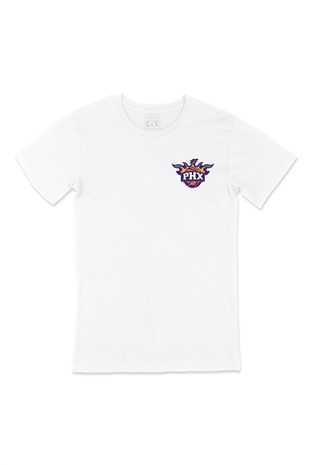 Phoenix Suns PHX Cep Logo Tasarımlı Beyaz Tişört