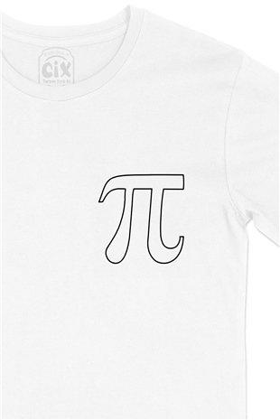 Pi Sayısı Cep Logo Tasarımlı Beyaz Tişört