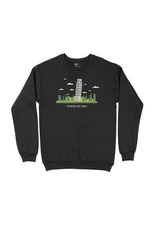 Pisa Kulesi Siyah Sweatshirt