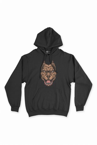 Pitbull Siyah Kapşonlu Sweatshirt Hoodie