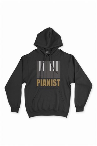 Piyanist Siyah Kapşonlu Sweatshirt Hoodie