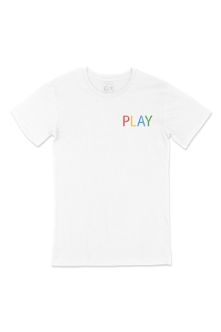 Play Cep Logo Tasarımlı Beyaz Tişört