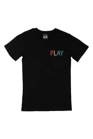 Play Cep Logo Tasarımlı Siyah Tişört