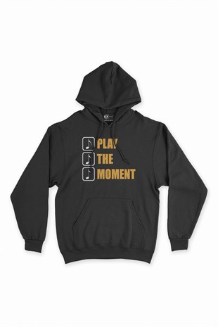 Play The Moment Siyah Kapşonlu Sweatshirt Hoodie