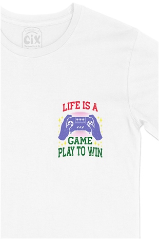 Play To Win Cep Logo Tasarımlı Beyaz Tişört