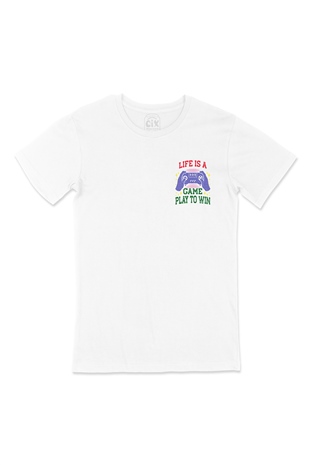 Play To Win Cep Logo Tasarımlı Beyaz Tişört