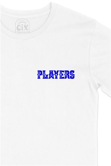 Players Oyuncular Cep Tasarım Baskılı Beyaz Tişört
