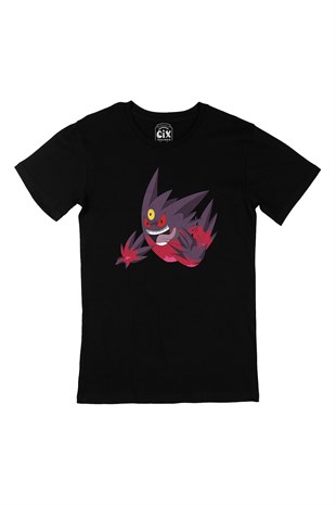 Pokemon Mega Gengar Siyah Tişört