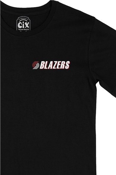 Portland Trail Blazers Cep Logo Tasarımlı Siyah Tişört