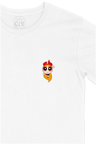 Powerpuff Girls Blossom Cep Logo Tasarımlı Beyaz Tişört