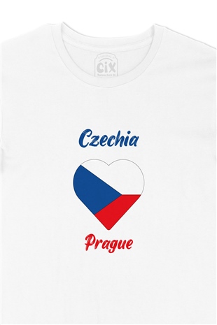 Prag Çekya Bayraklı Kalpli Tişört