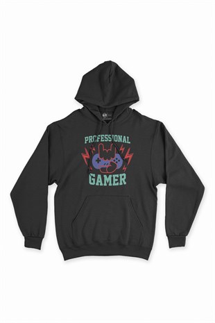 Professional Gamer Siyah Kapşonlu Sweatshirt Hoodie