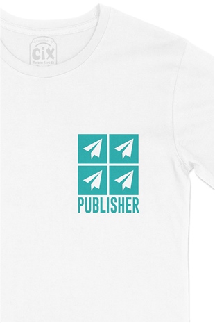 Publisher Cep Logo Tasarımlı Beyaz Tişört