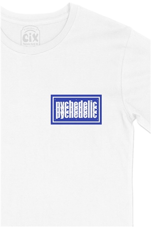 Pychedelic Cep Logo Tasarımlı Beyaz Tişört