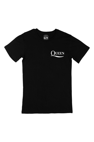 Queen Rock Cep Logo Tasarımlı Siyah Tişört