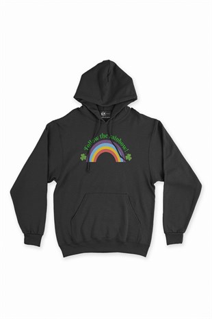 Rainbow Gökkuşağı Siyah Kapşonlu Sweatshirt Hoodie