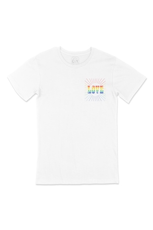 Rainbow Love Cep Logo Tasarımlı Beyaz Tişört