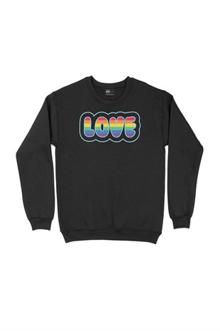 Rainbow Love Siyah Sweatshirt
