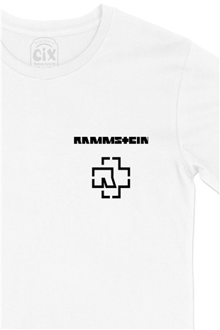 Rammstein Cep Logo Tasarımlı Beyaz Tişört