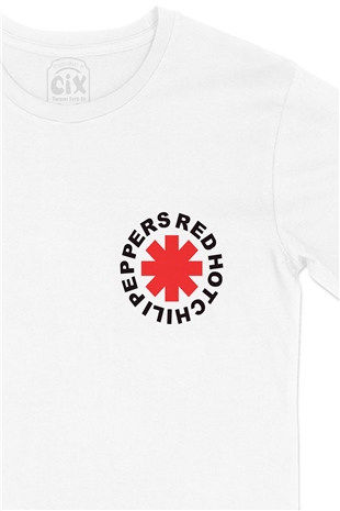 Red Hot Chili Peppers Cep Logo Tasarımlı Beyaz Tişört